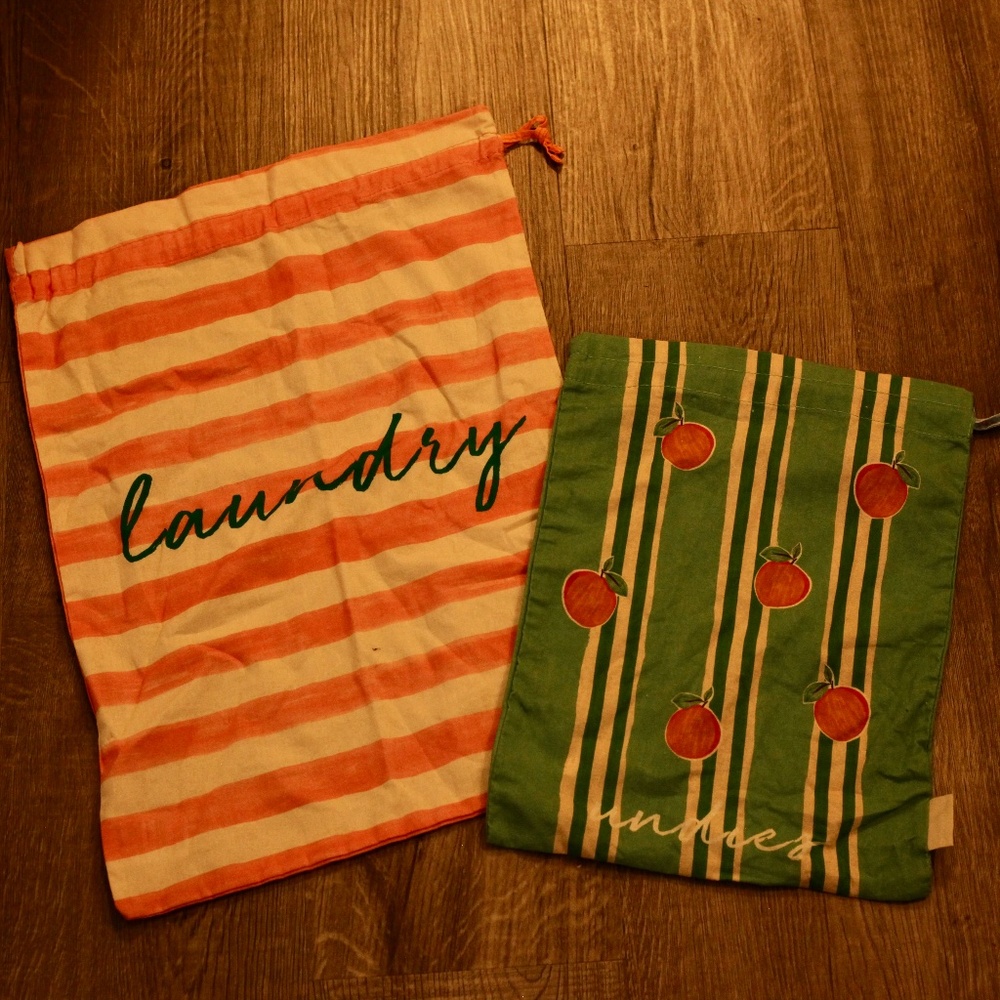 Oliver Bonas Laundry and Undies Drawstring Travel Bags